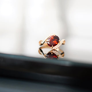 Garnet Sterling Silver Adjustable Ring