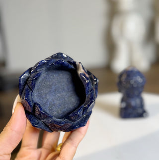 High quality Sodalite Lotus Buddha carving