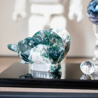 Moss Agate Butterfly Carving