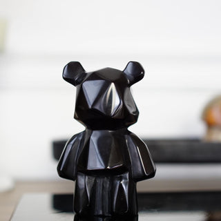 Black Obsidian Standing Faceted Bear