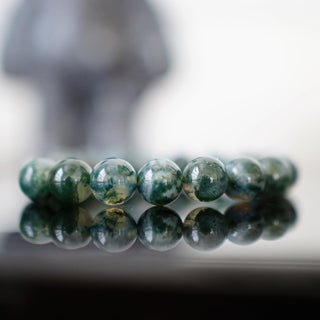 High Quality Moss Agate bead bracelet ( 10-11mm)