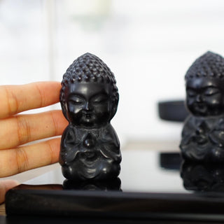 Black Obsidian Baby Buddha carving