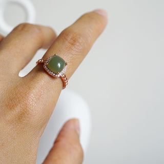 Jade .925 Sterling Silver ( Rose Gold) adjustable Ring