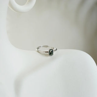 Minimalistic design  Moss Agate .925 Sterling Silver adjustable Ring