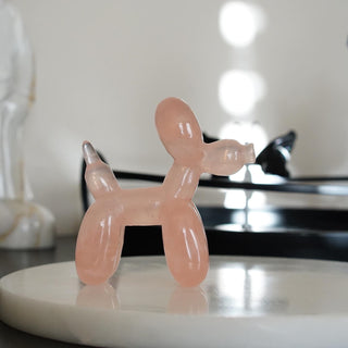 Rose Quartz Balloon Dog carving