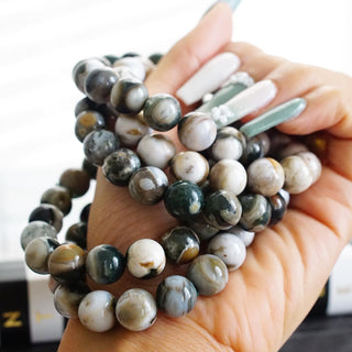 8th Vein Ocean Jasper Beads bracelet ( 12 mm )