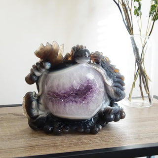 15lbs Large Amethyst Geode Agate Dragon carving