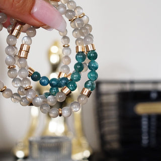 Emerald & Gray Moonstone Bracelet design