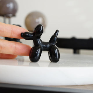 Mini Black Obsidian Balloon Dog carving